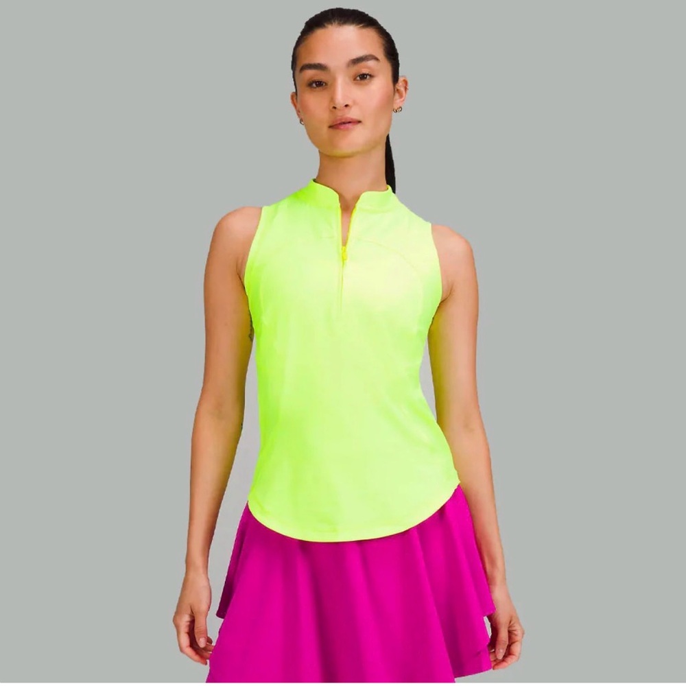 MOCK-NECK TENNIS TANK | FRONT ZIP | SCREAM GREEN